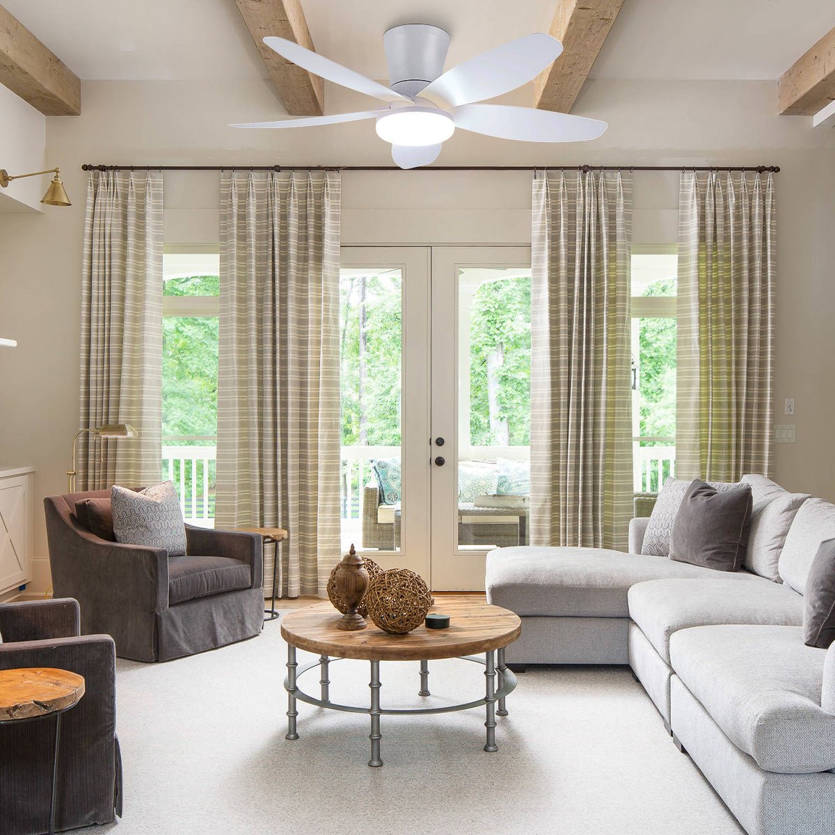 Indoor/Outdoor Recessed Black Ceiling Fan Light - Joyfuzzy
