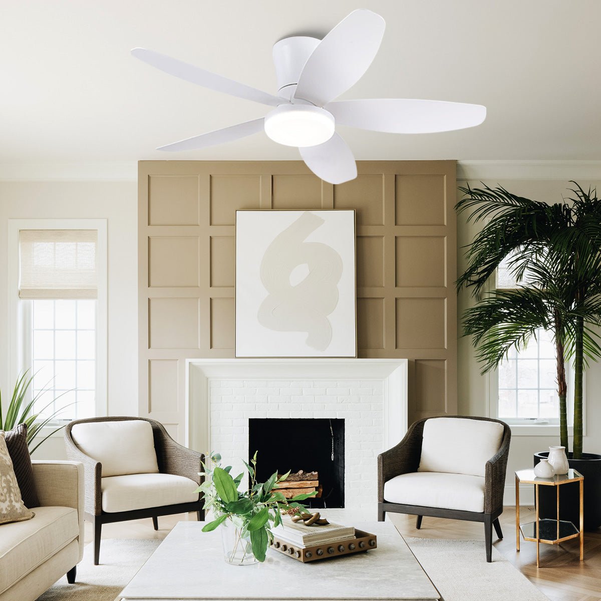 Indoor/Outdoor Recessed Black Ceiling Fan Light - Joyfuzzy