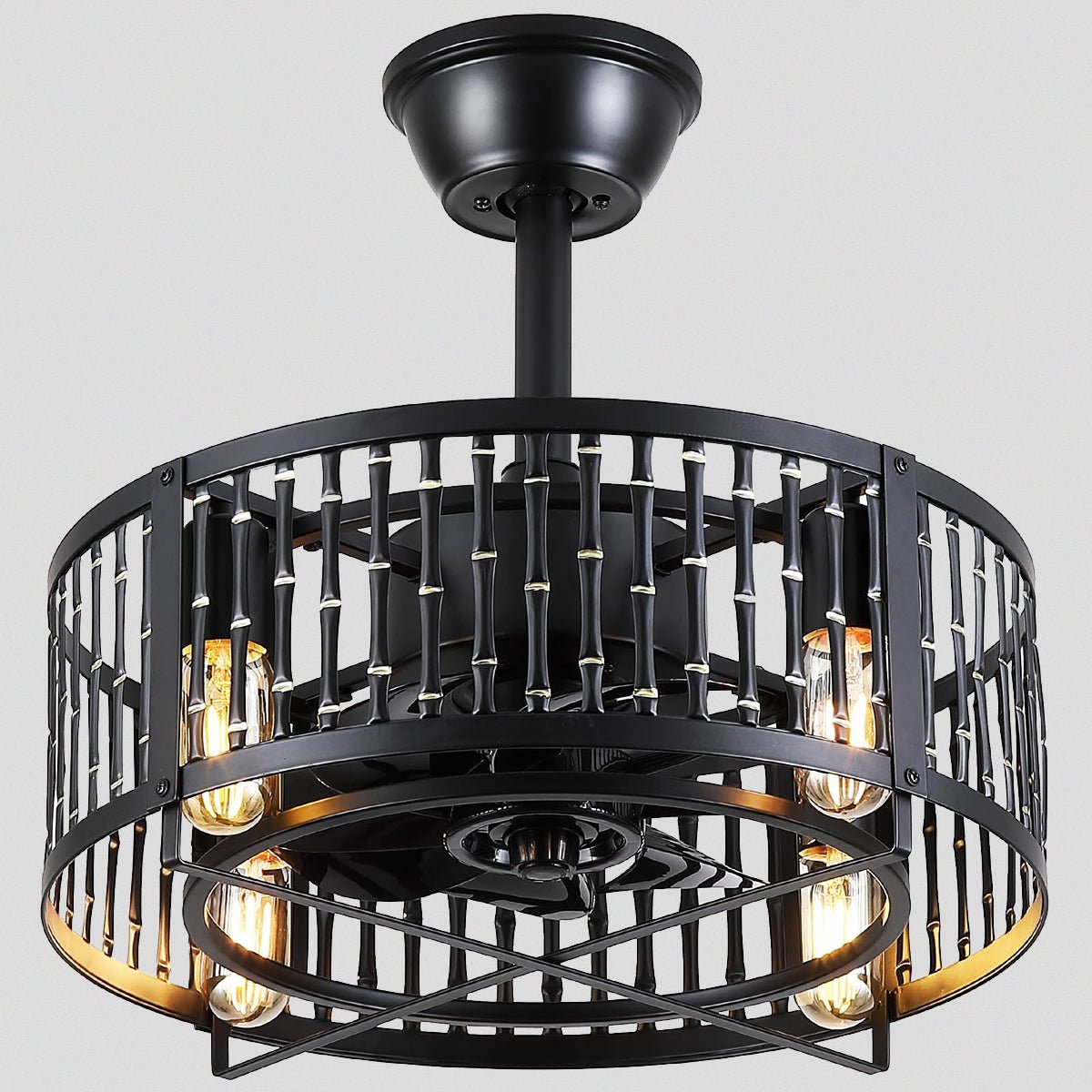 Industrial Black Cage Ceiling Fan Light 18" - Joyfuzzy