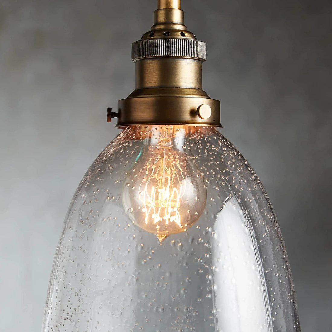 Industrial Cloche Pendant in Antiqued Brass