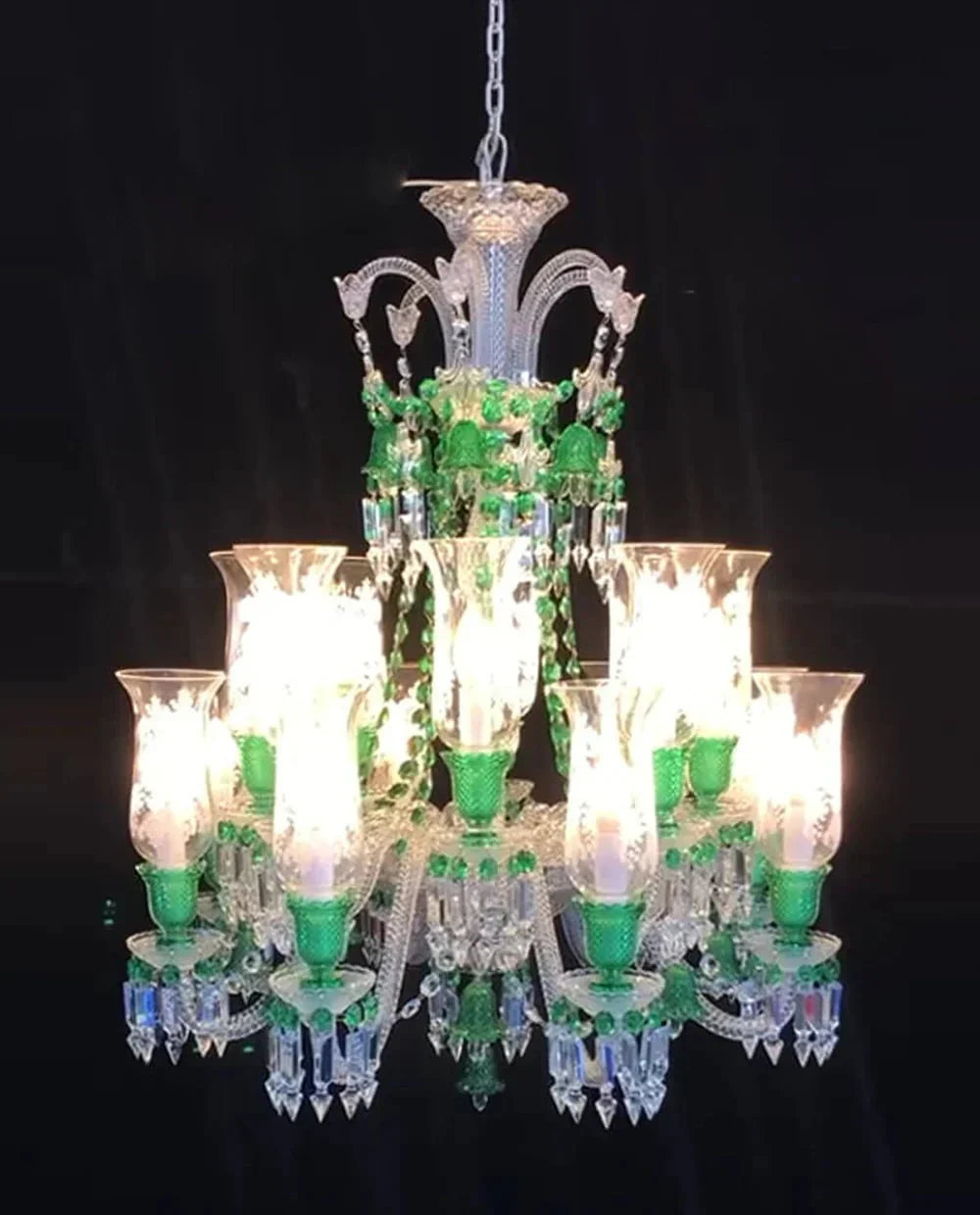 Inspired Lustre Clear & Green Crystal Lighting Chandelier - Joyfuzzy