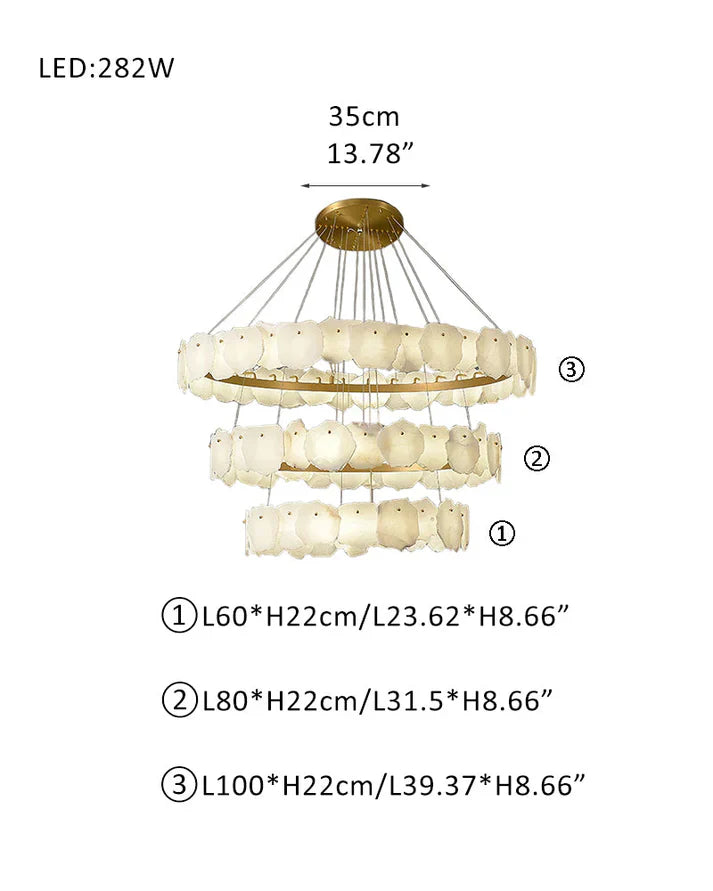 Irregular Alabaster Multi-Layered Round Chandelier-Chandelier-Joyfuzzy-D60+D80CM-Joyfuzzy