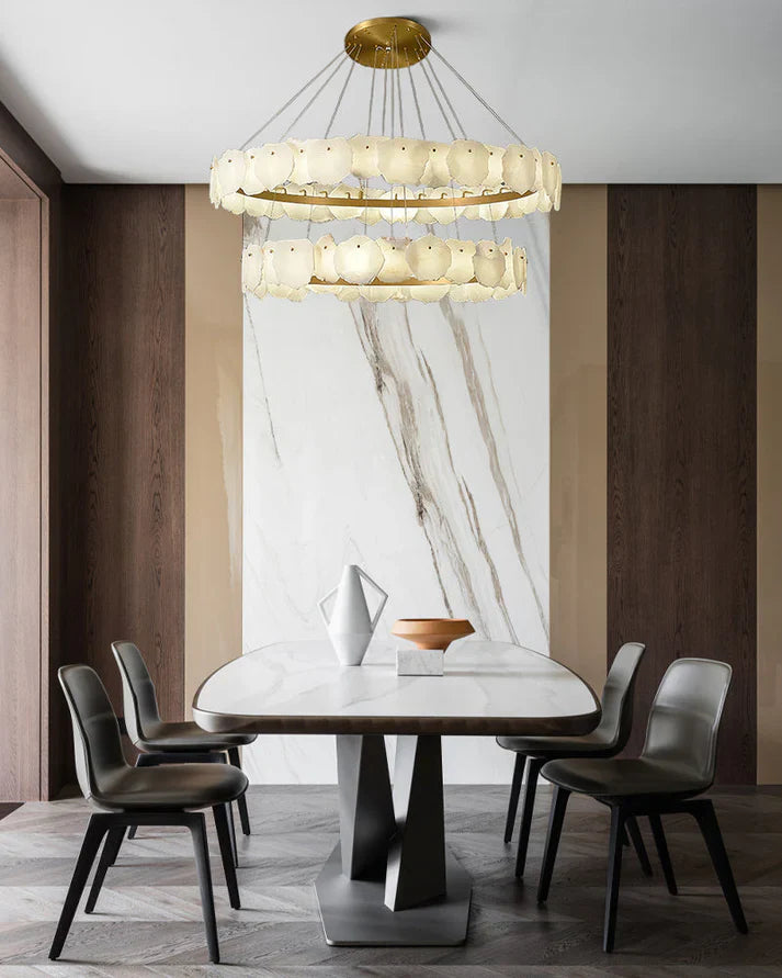 Irregular Alabaster Multi-Layered Round Chandelier-Chandelier-Joyfuzzy-D60+D80CM-Joyfuzzy