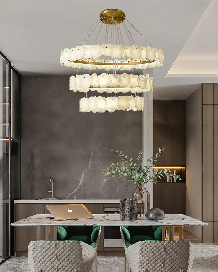 Irregular Alabaster Multi-Layered Round Chandelier-Chandelier-Joyfuzzy-D60+D80CM-Joyfuzzy