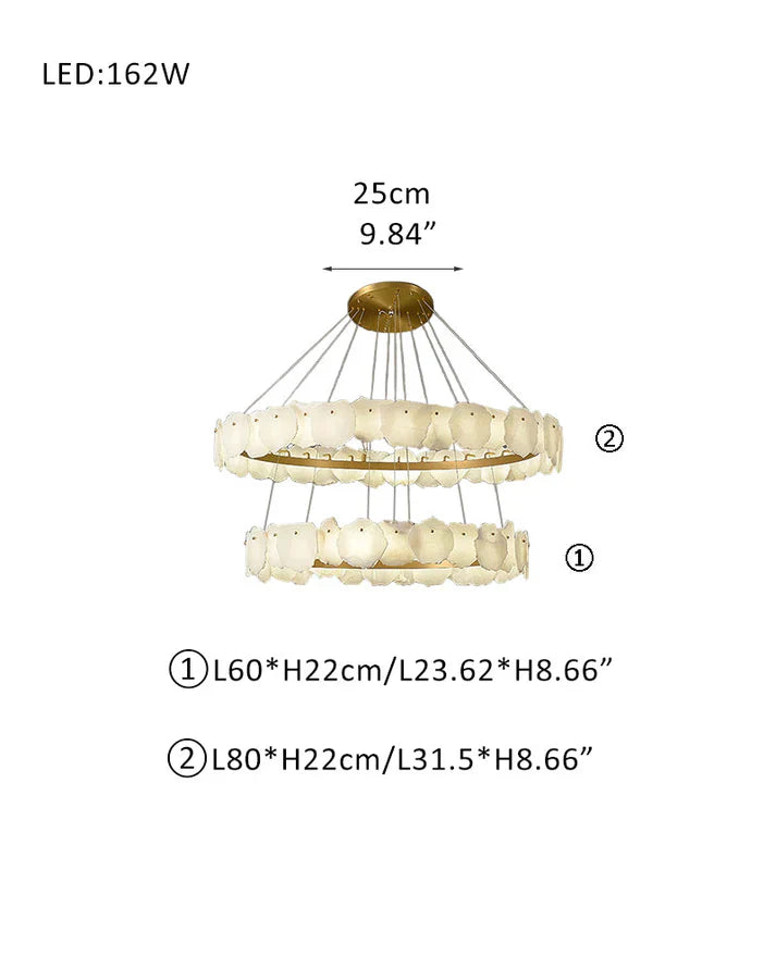 Irregular Alabaster Multi-Layered Round Chandelier-Chandelier-Joyfuzzy-D60+D80CM-Joyfuzzy