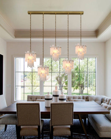 3/5/7-light Tired Alabaster marble Cluster Chandelier 13" with adjustable chain