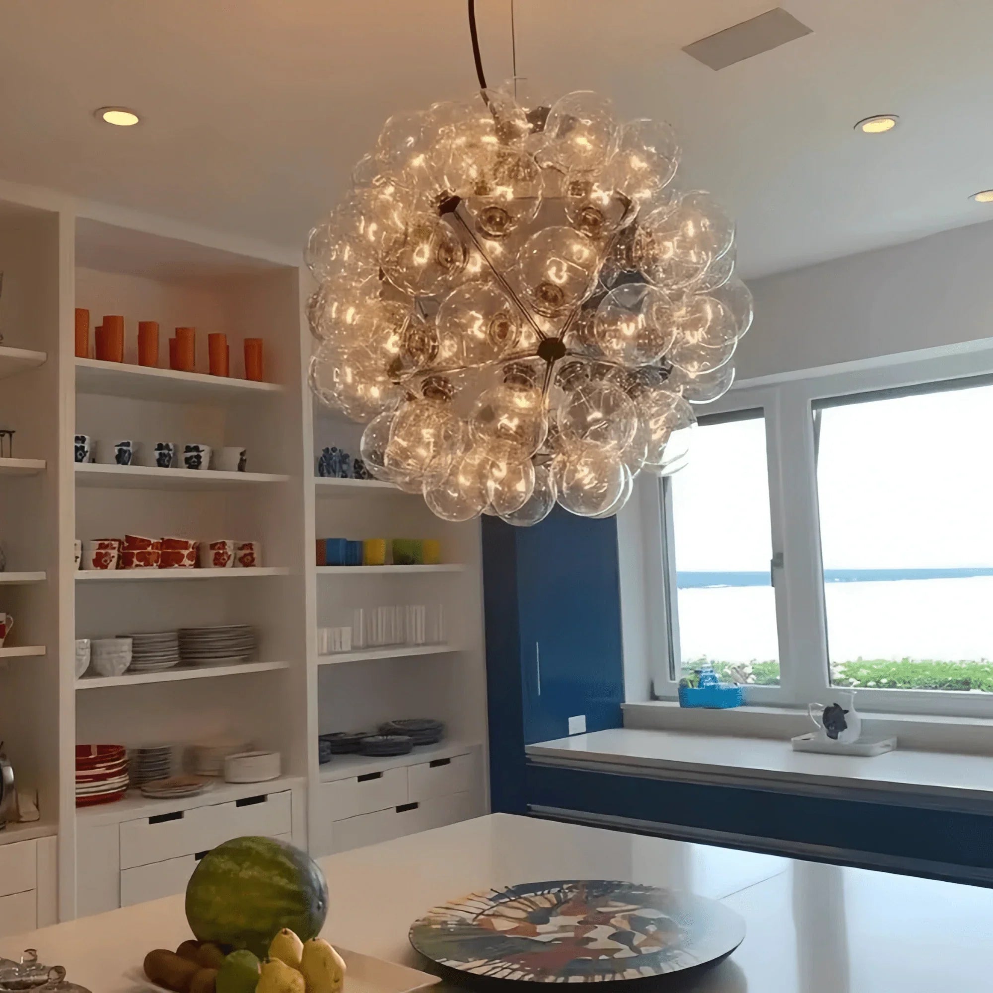 Italian Designer Creative Glass Ball Chandelier Scandinavian Dandelion Hallway/Entryway/Staircase Light Fixture - Joyfuzzy