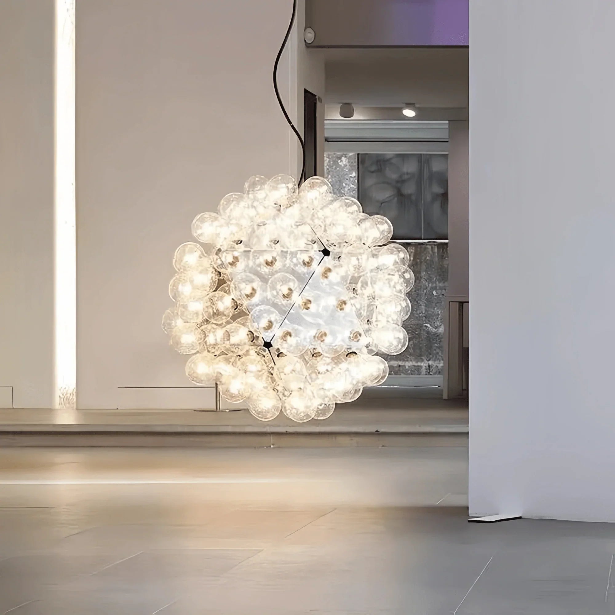 Italian Designer Creative Glass Ball Chandelier Scandinavian Dandelion Hallway/Entryway/Staircase Light Fixture - Joyfuzzy