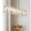 Jean Modern Marble Alabaster Linear Chandelier Over Dining Table - Joyfuzzy