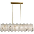 Jean Modern Marble Alabaster Linear Chandelier Over Dining Table - Joyfuzzy