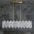 Jean Modern Marble Alabaster Linear Chandelier Over Dining Table - Joyfuzzy