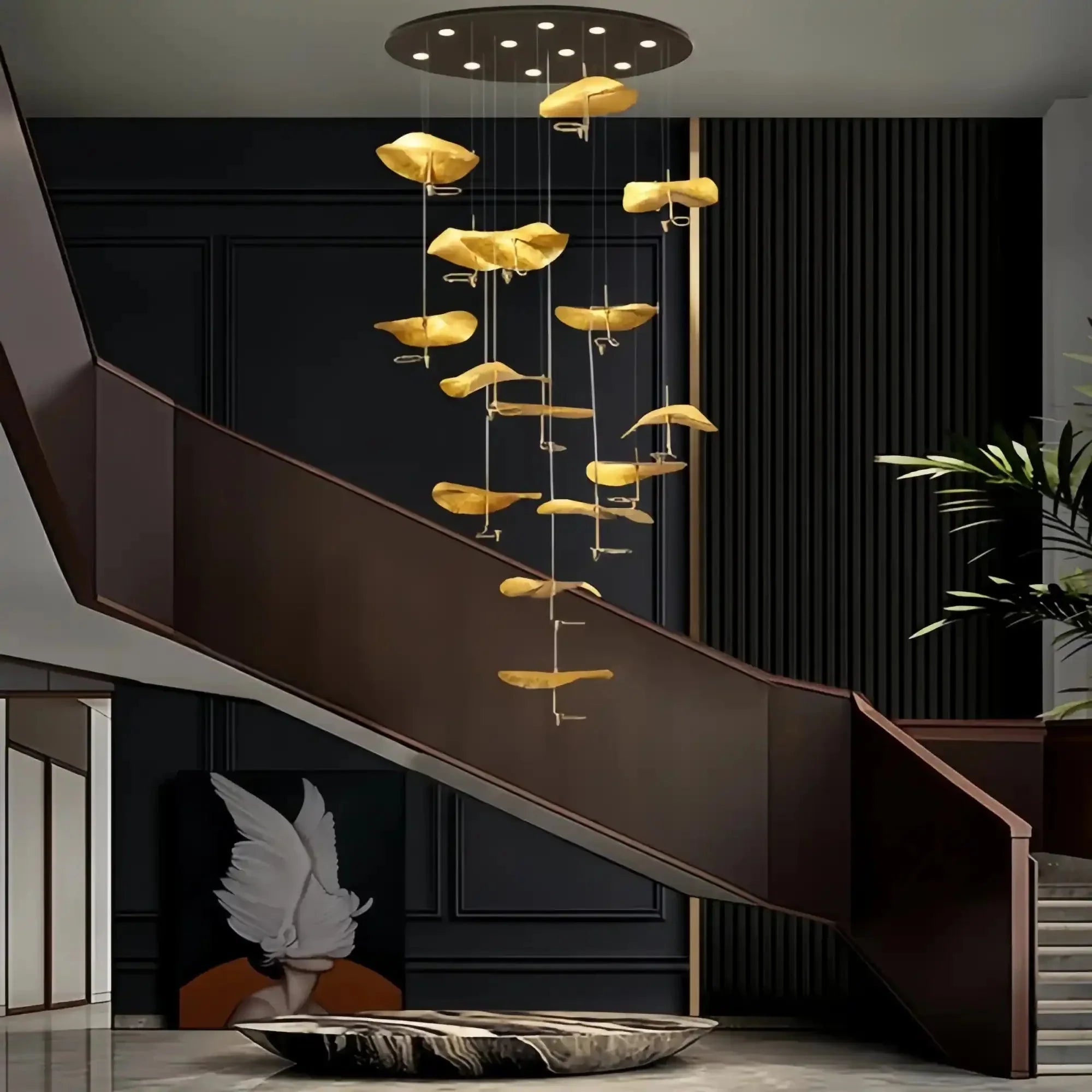 Jenissa Vintage Crystal Staircase Chandelier High Ceiling Luxury Lighting - Joyfuzzy