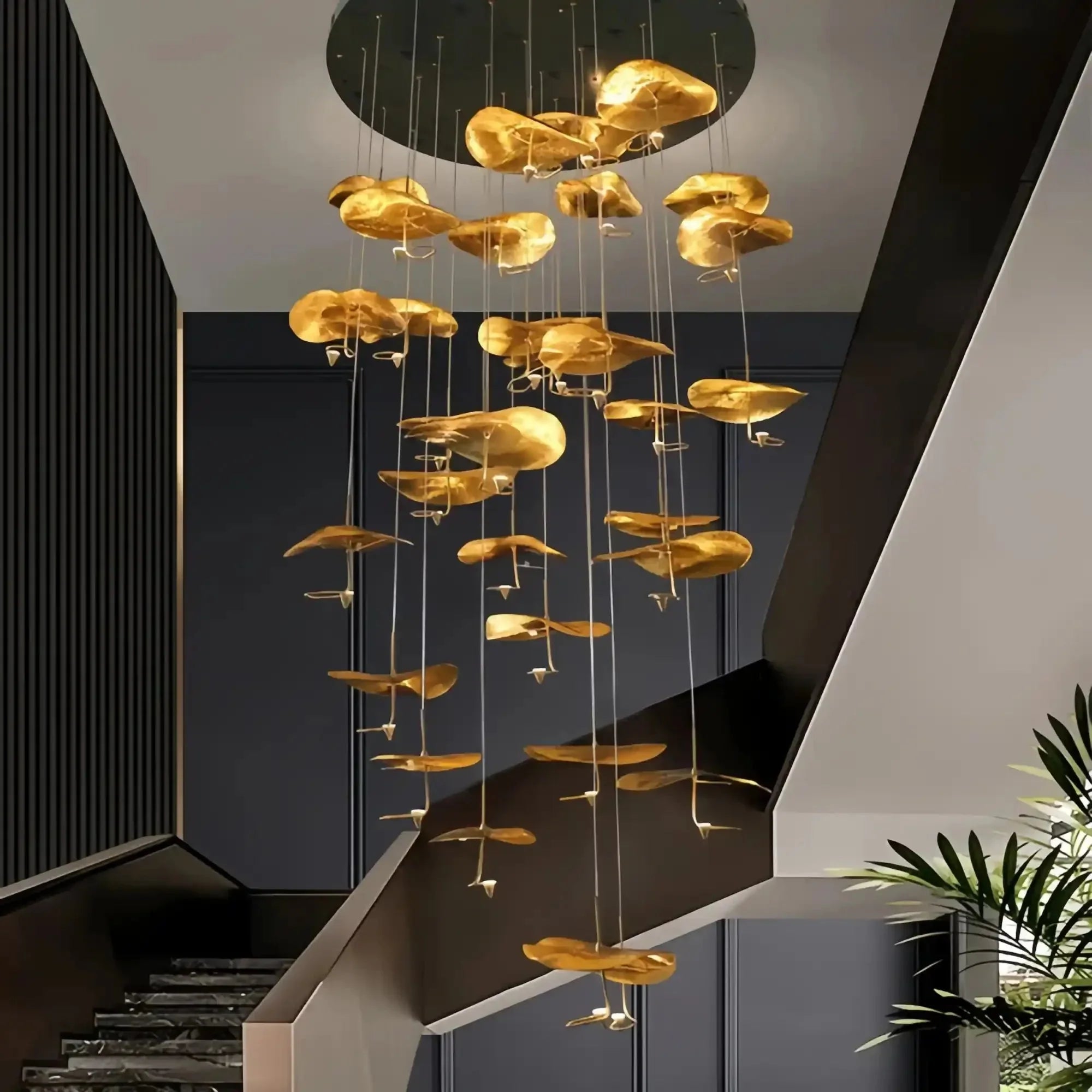 Jenissa Vintage Crystal Staircase Chandelier High Ceiling Luxury Lighting - Joyfuzzy