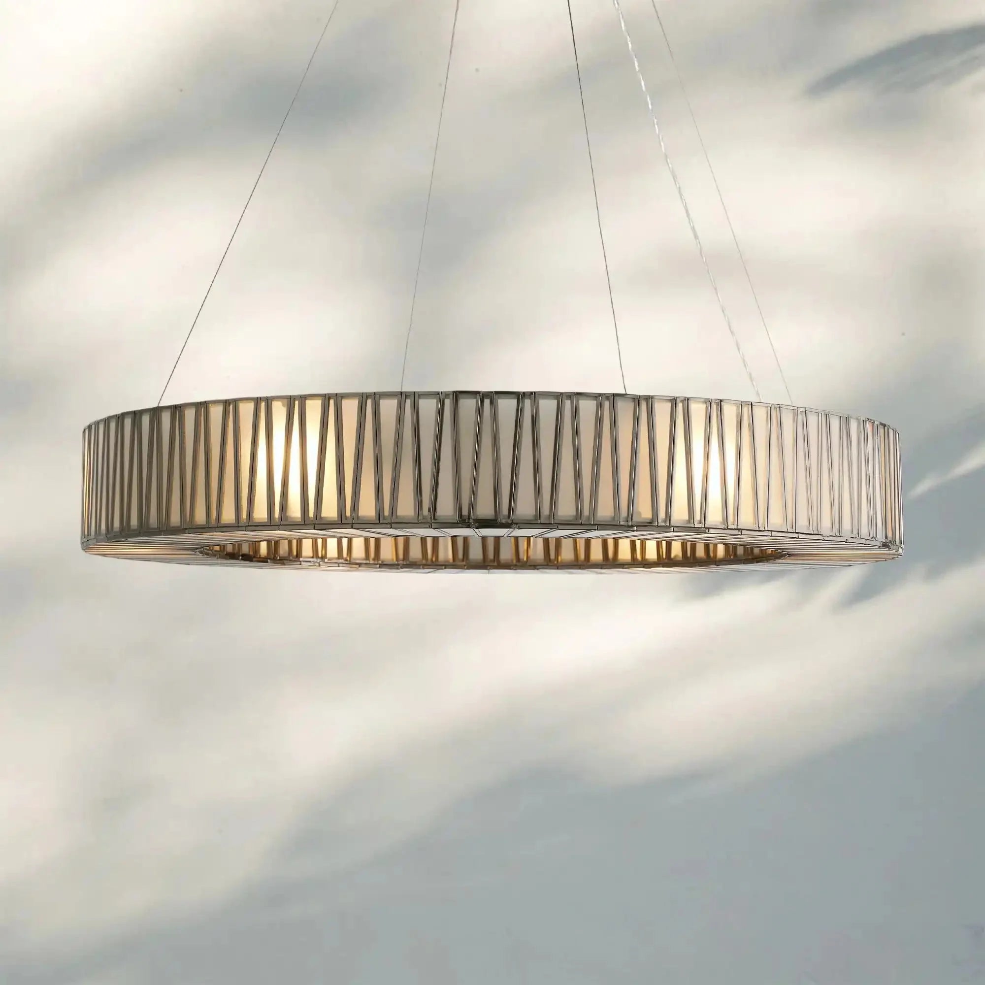 Jeunet Glass Round Chandelier 24" 36'' 42" 60''D - 36"WNickelJoyfuzzy