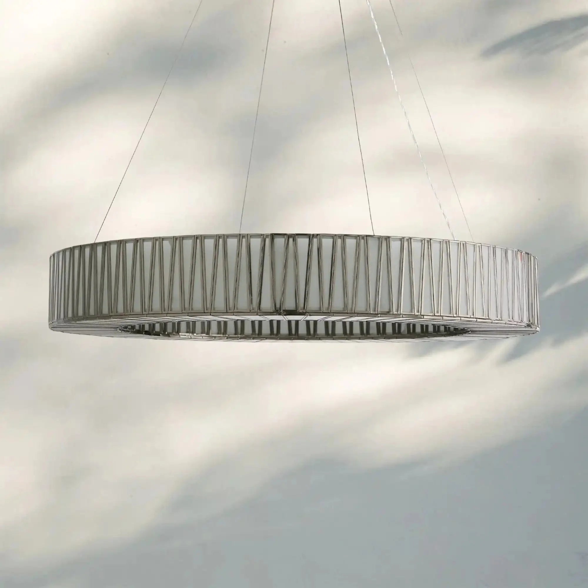 Jeunet Glass Round Chandelier 24" 36'' 42" 60''D - 36"WNickelJoyfuzzy