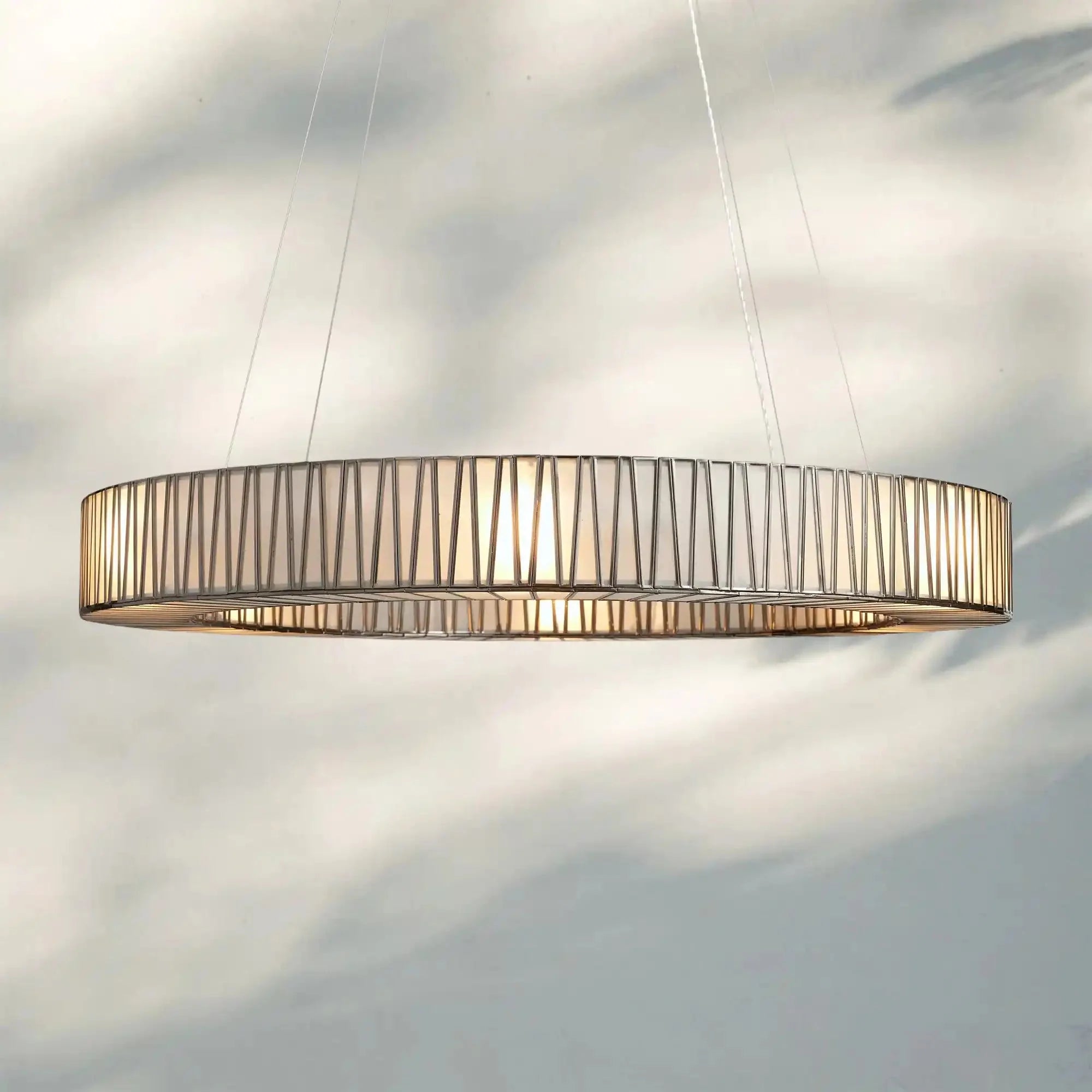 Jeunet Glass Round Chandelier 24" 36'' 42" 60''D - 36"WNickelJoyfuzzy