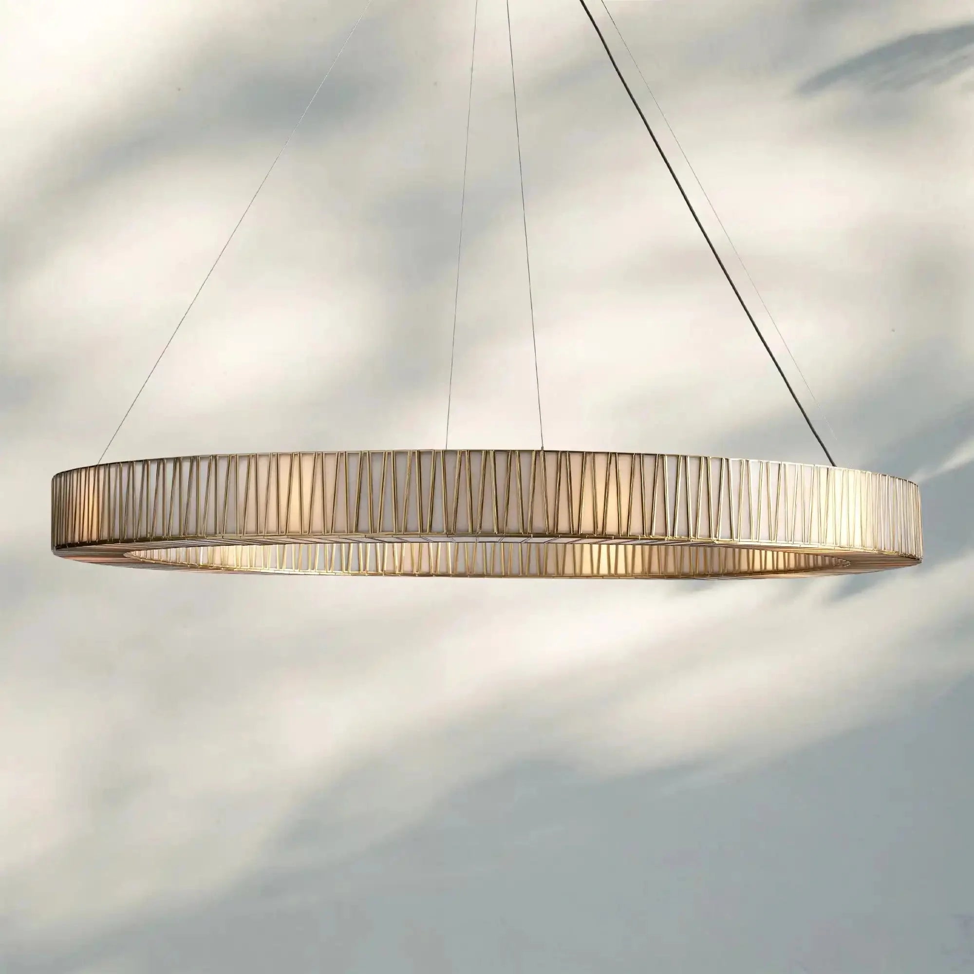Jeunet Glass Round Chandelier 24" 36'' 42" 60''D - 60"WBrassJoyfuzzy