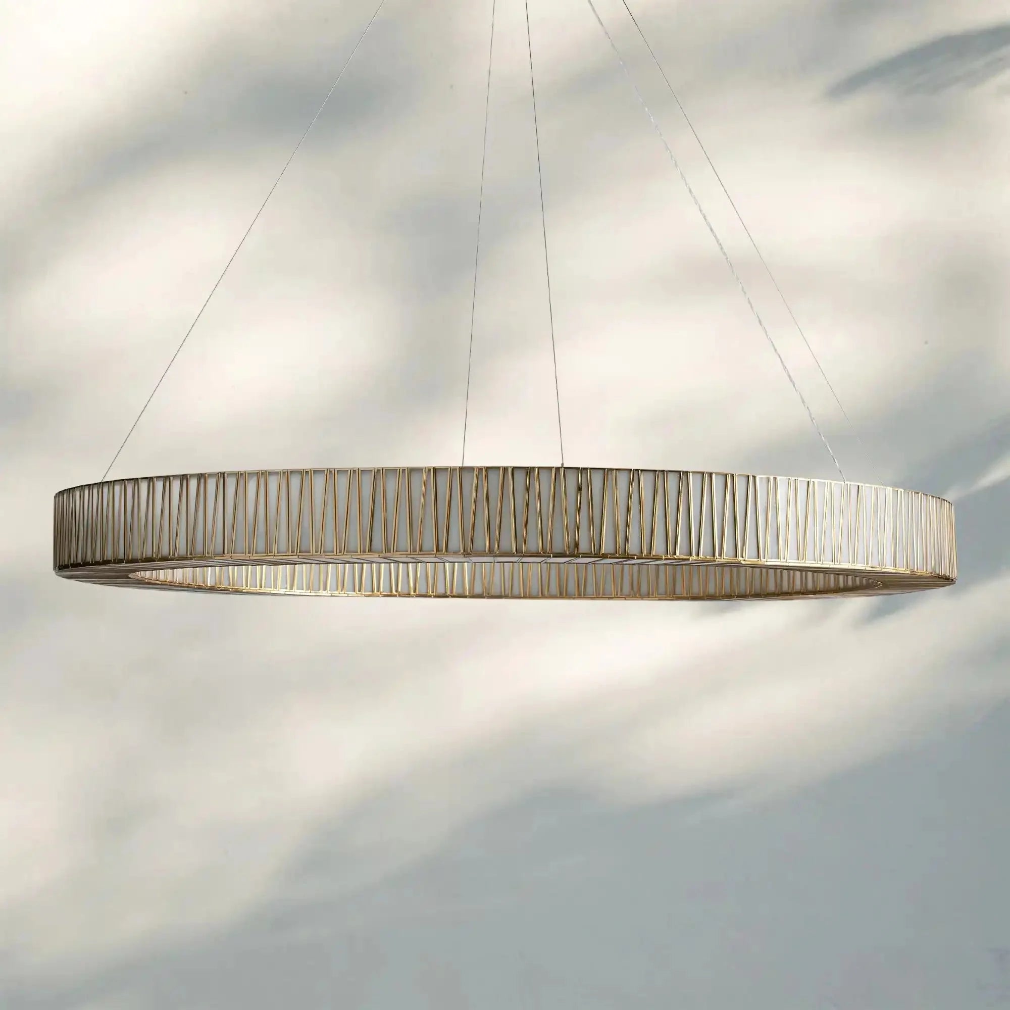 Jeunet Glass Round Chandelier 24" 36'' 42" 60''D - 60"WBrassJoyfuzzy