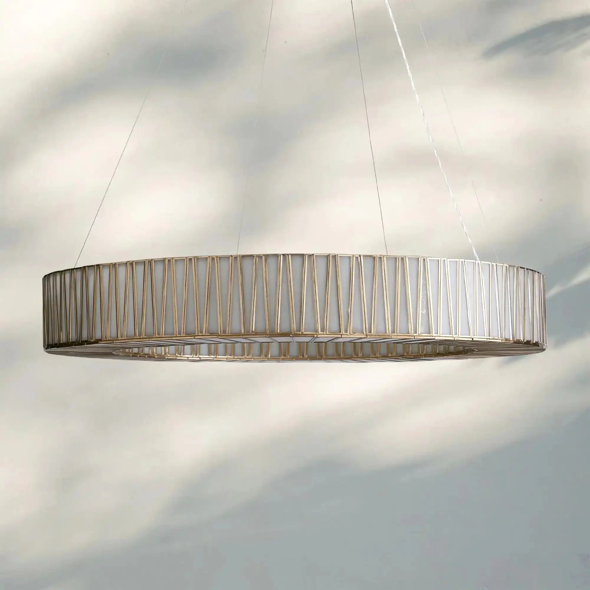 Jeunet Glass Round Chandelier 24" 36'' 42" 60''D - 60"WBrassJoyfuzzy