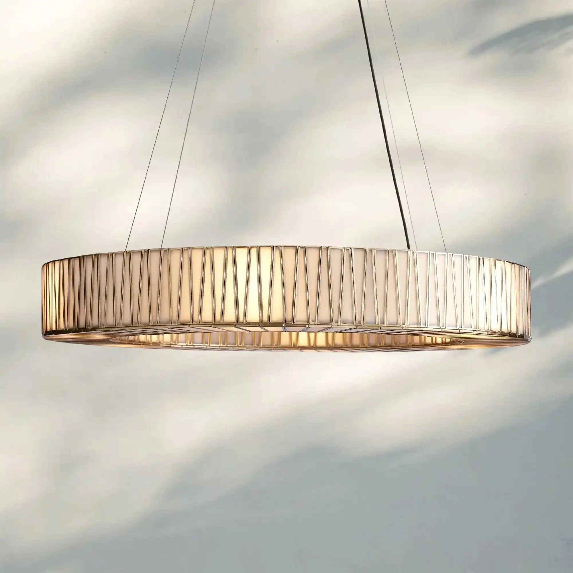 Jeunet Glass Round Chandelier 24" 36'' 42" 60''D - 60"WBrassJoyfuzzy