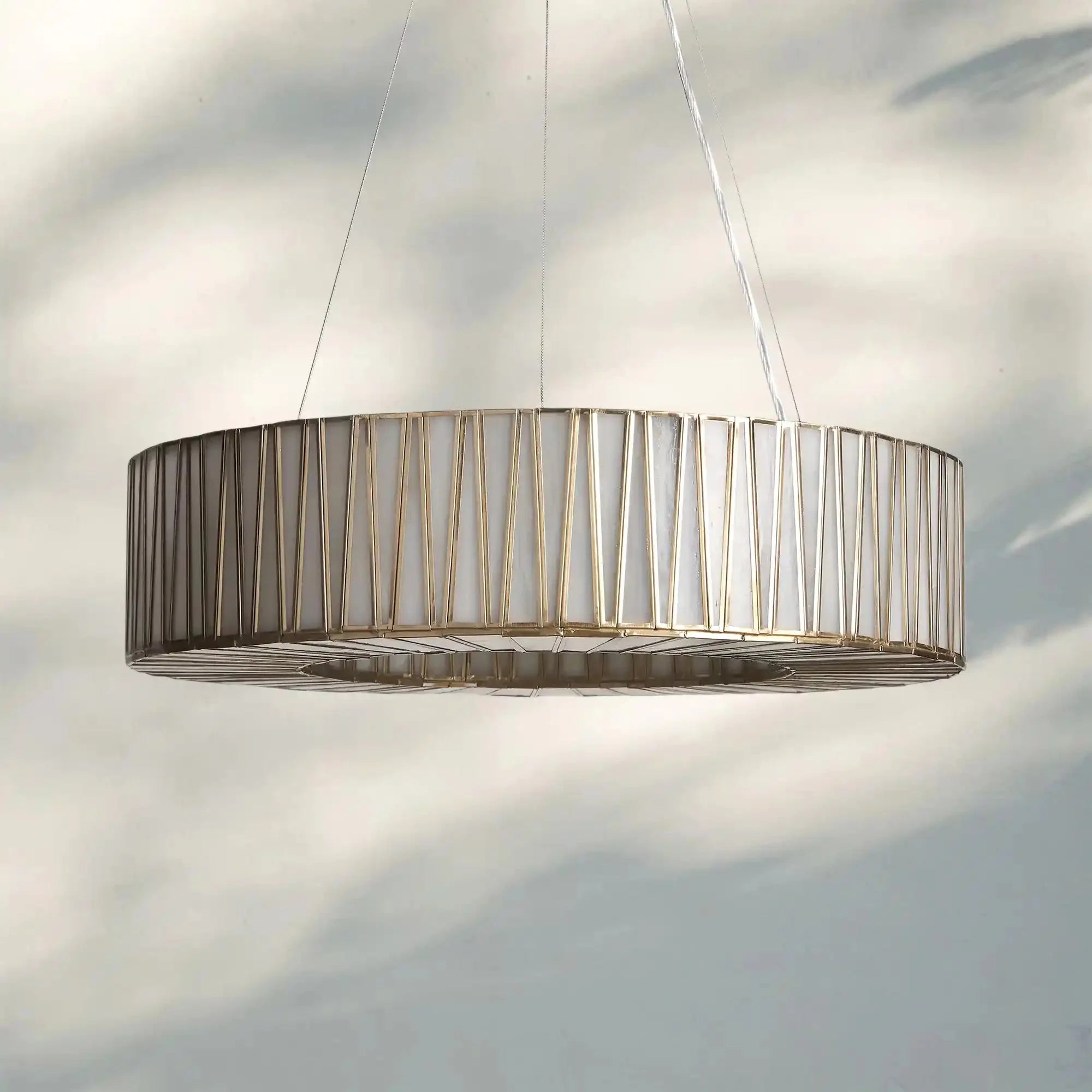 Jeunet Glass Round Chandelier 24" 36'' 42" 60''D - 60"WBrassJoyfuzzy