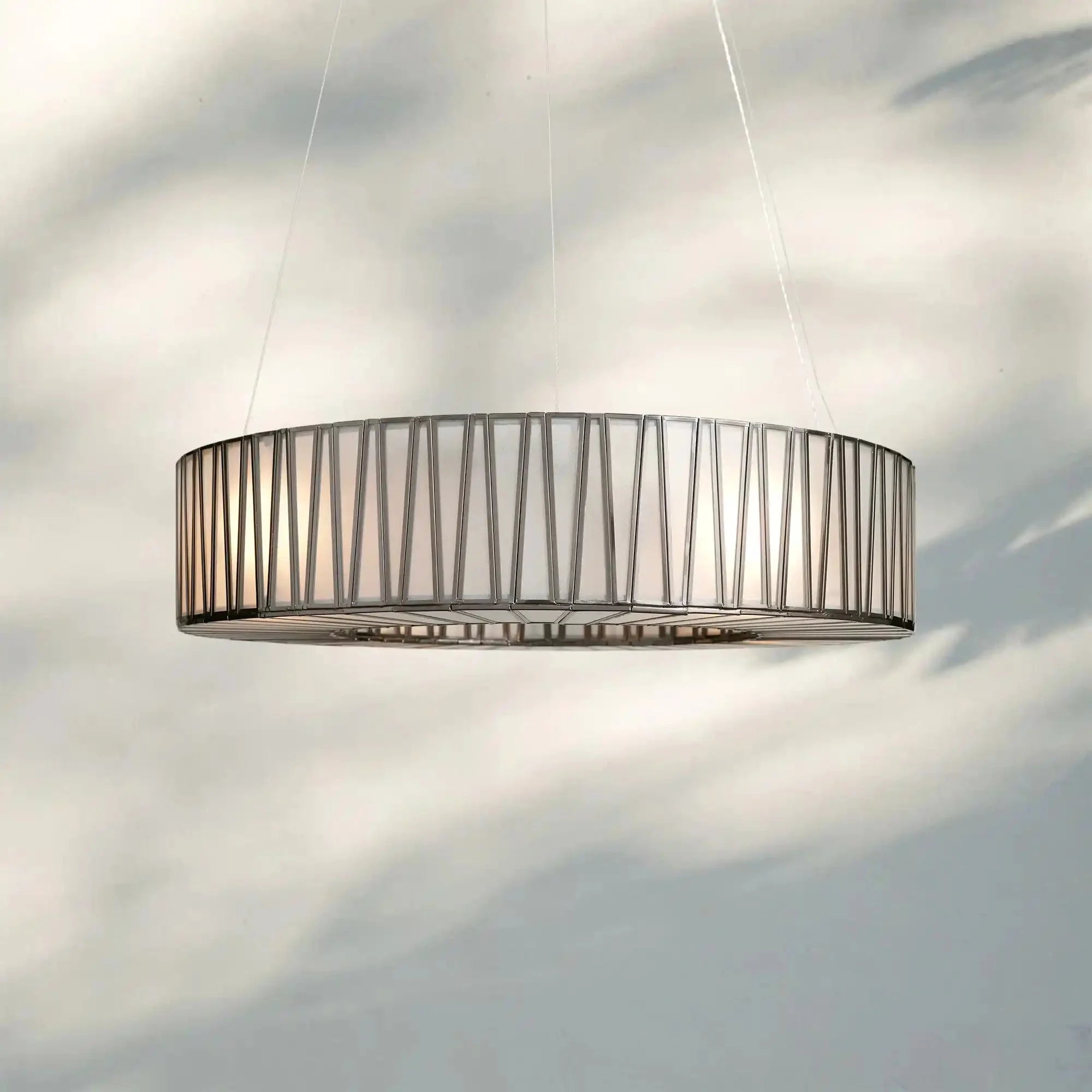 Jeunet Glass Round Chandelier 24" 36'' 42" 60''D - 24"WNickelJoyfuzzy