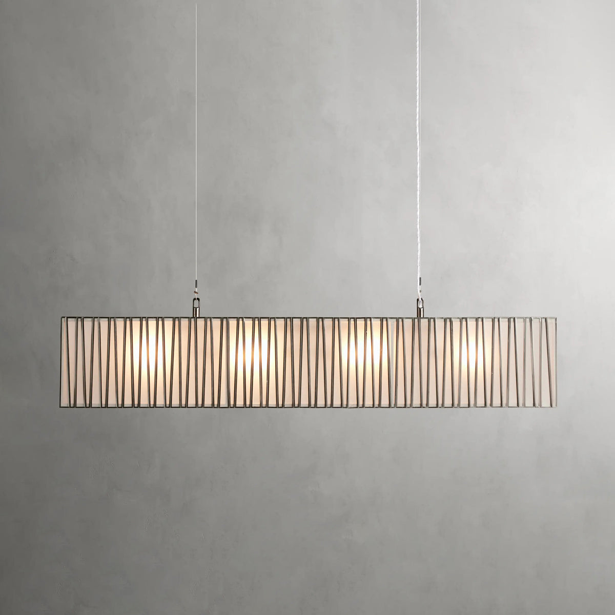 Jeunet Rectangular Chandelier in Nickel