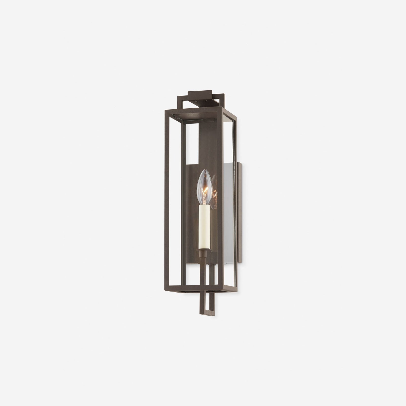 Judy Forged Iron Clear Glass Indoor Outdoor Lantern Sconce