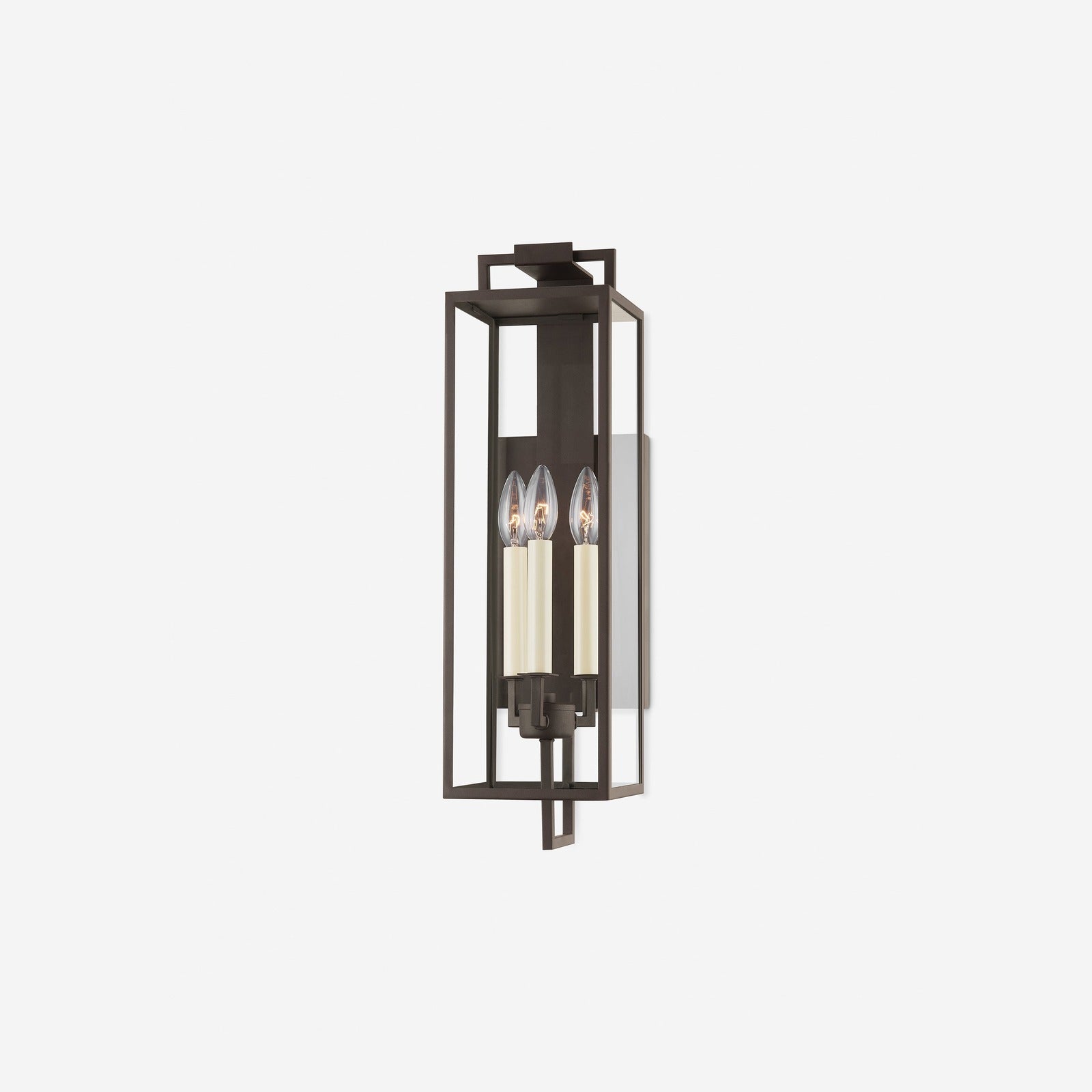 Judy Forged Iron Clear Glass Indoor Outdoor Lantern Sconce
