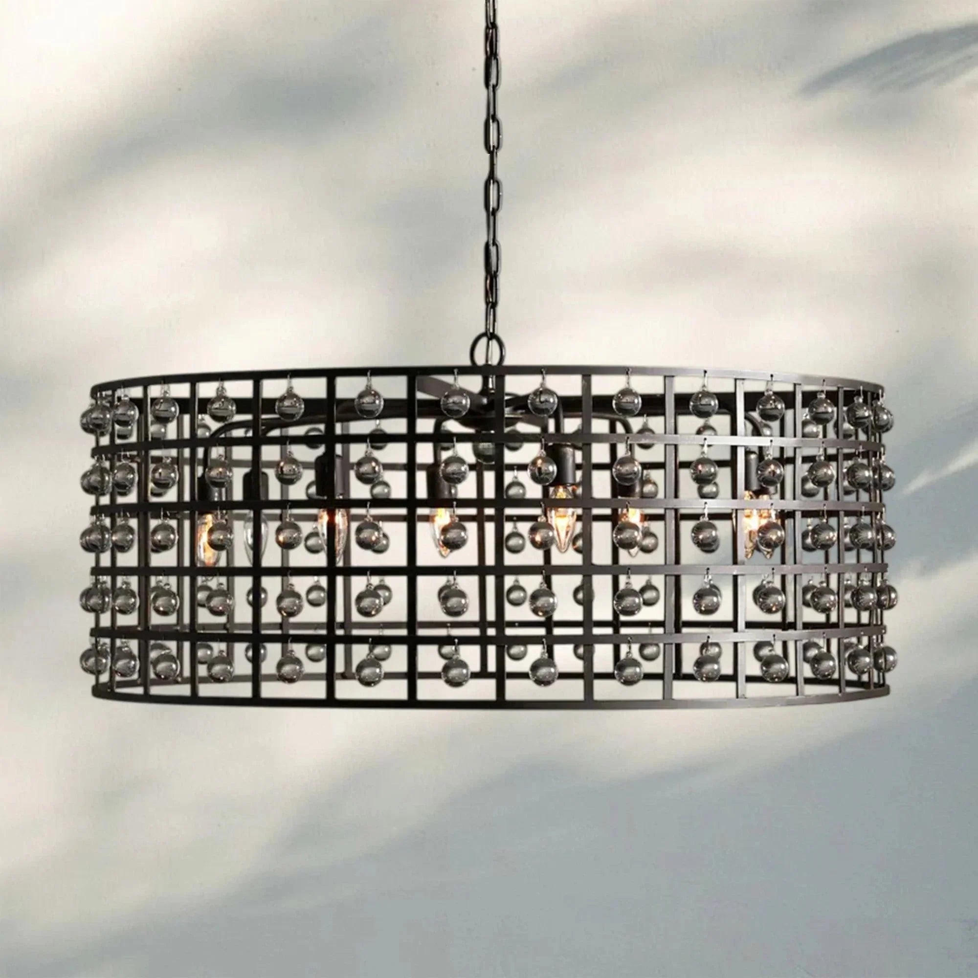 La Caged Round Chandelier 6/8/12 Light - 12 - LightBronzeJoyfuzzy
