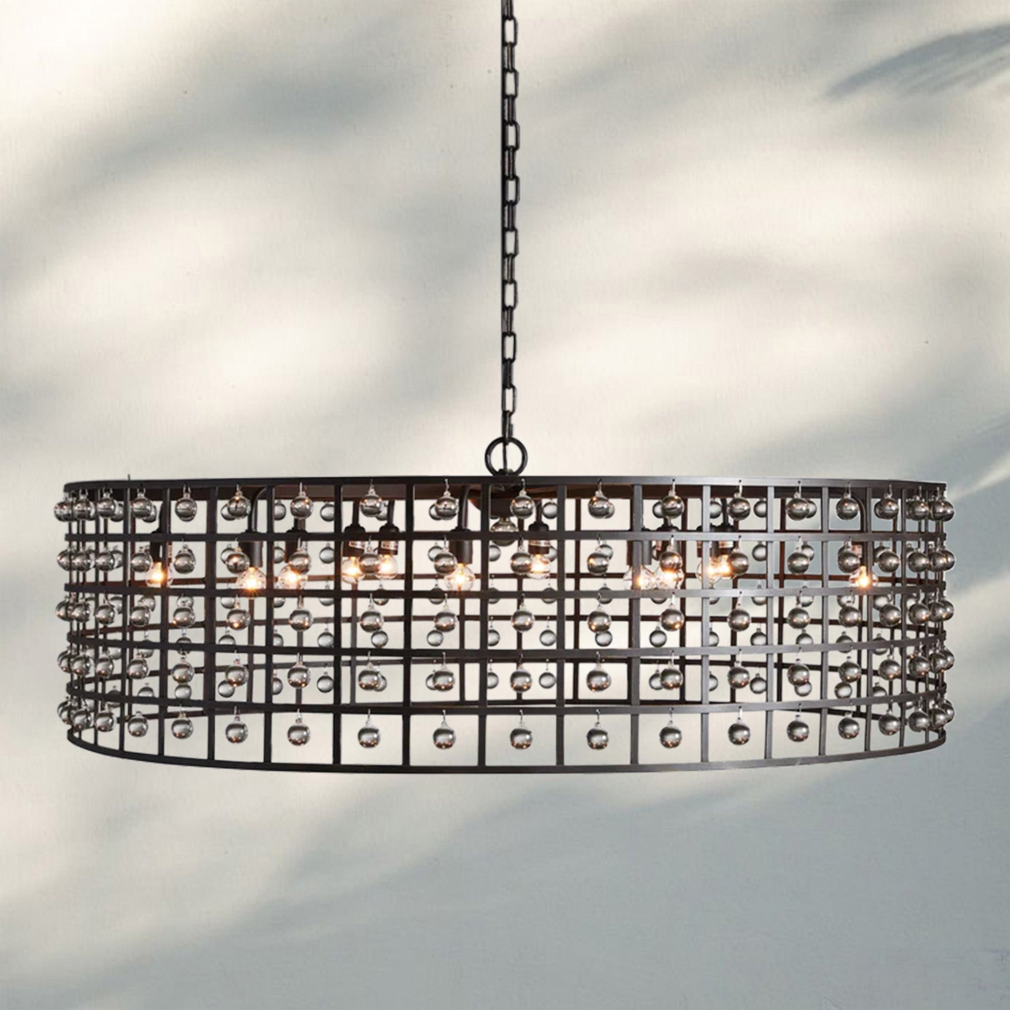 La Caged Round Chandelier 6/8/12 Light - 12 - LightSilver ClayJoyfuzzy
