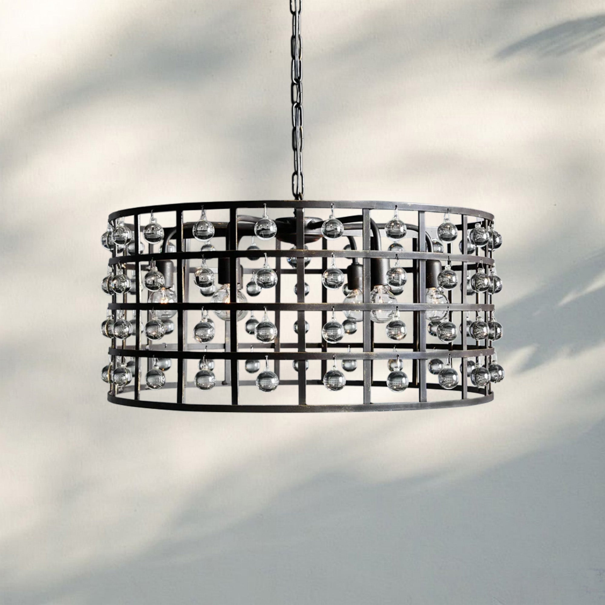 La Caged Round Chandelier 6/8/12 Light - 12 - LightBronzeJoyfuzzy