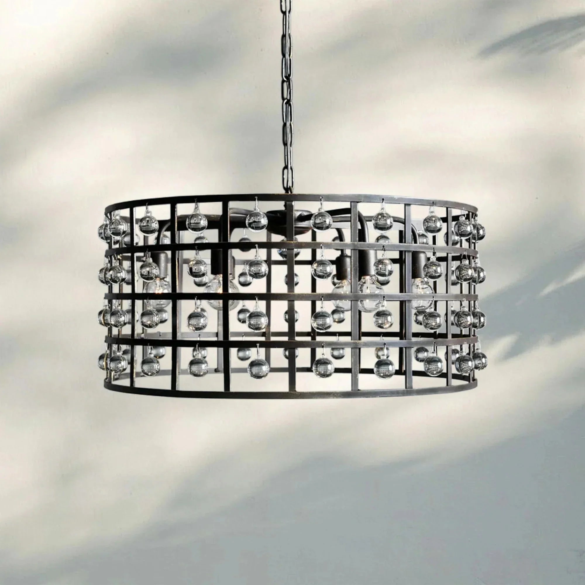 La Caged Round Chandelier 6/8/12 Light - 12 - LightBronzeJoyfuzzy