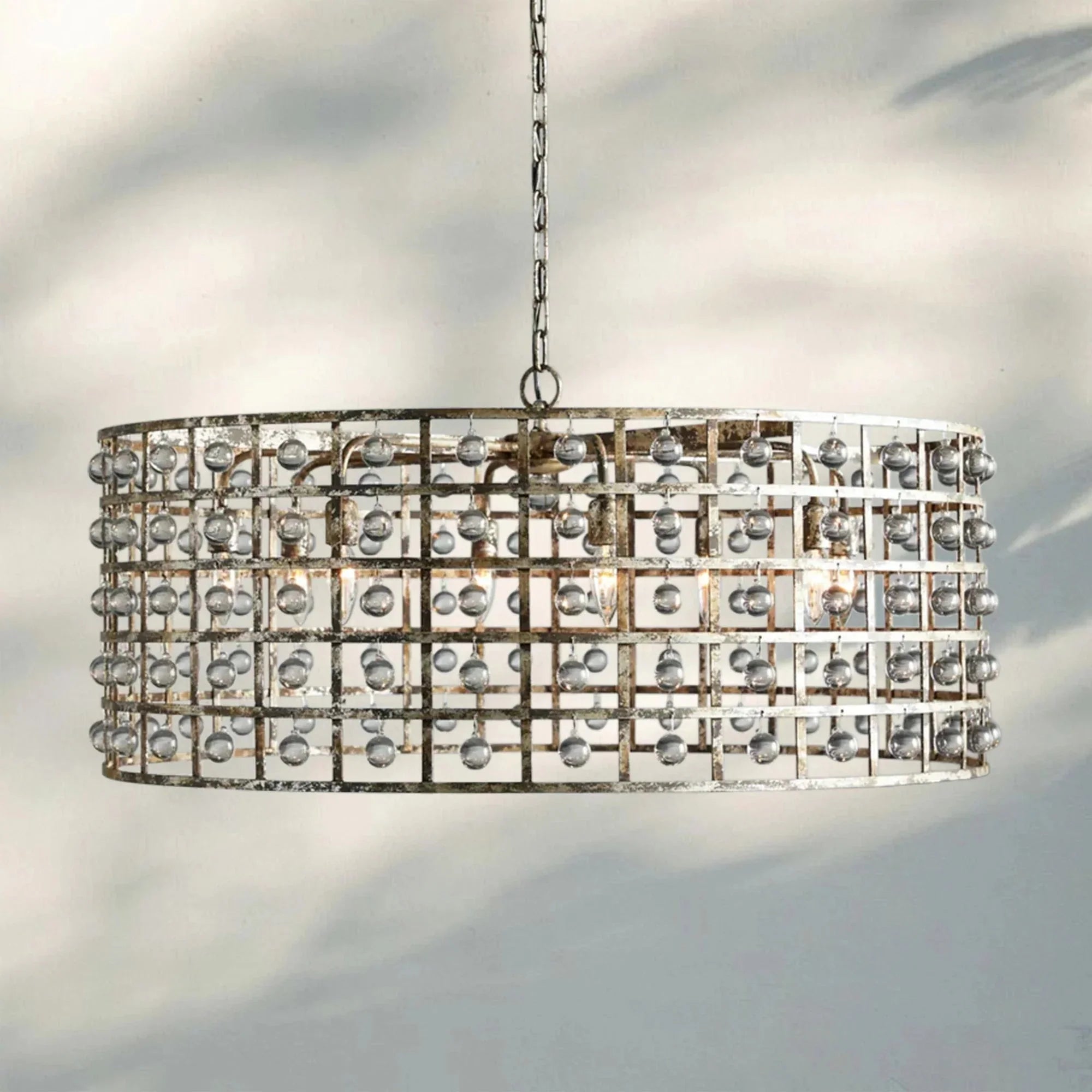 La Caged Round Chandelier 6/8/12 Light - 8 - LightSilver ClayJoyfuzzy