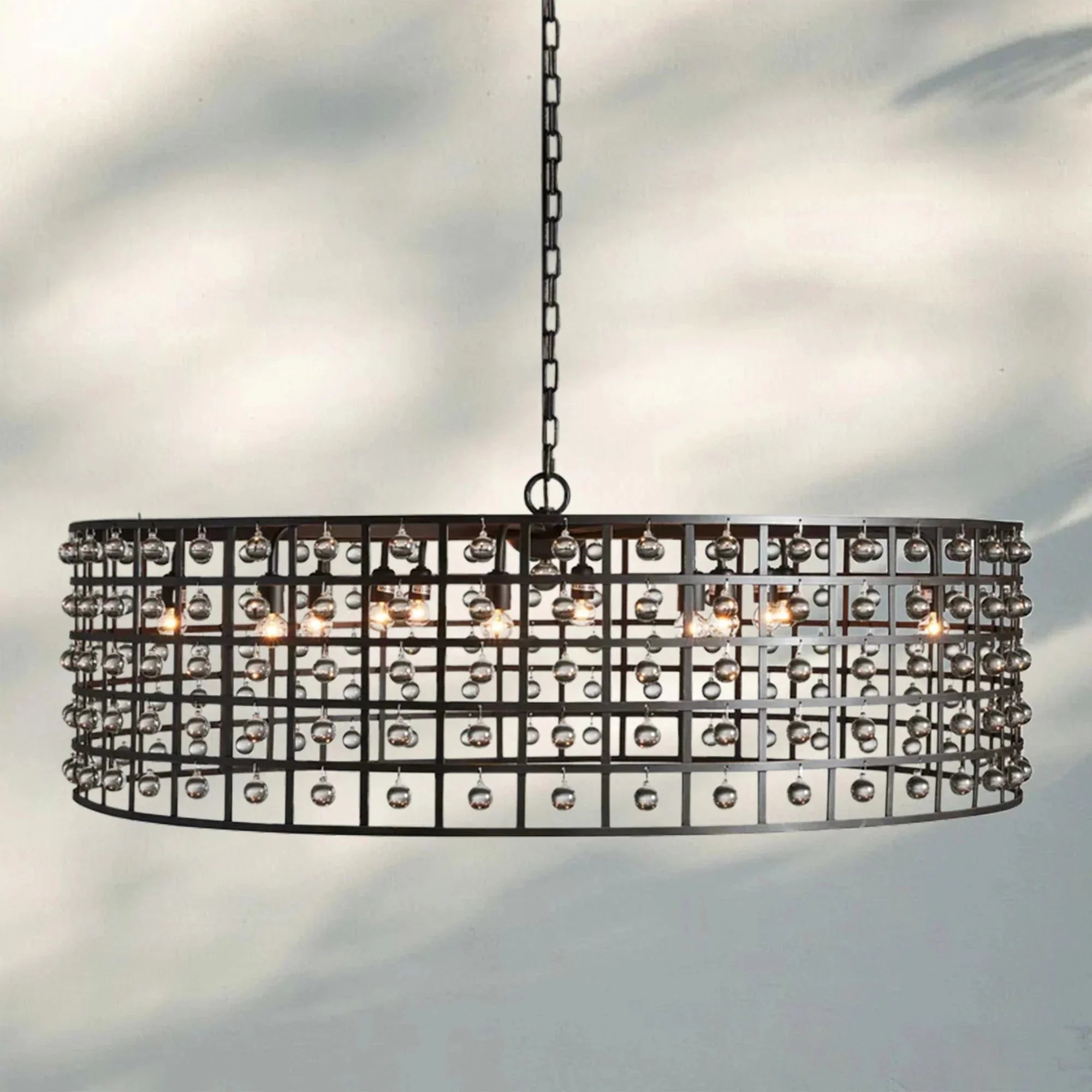 La Caged Round Chandelier 6/8/12 Light - 12 - LightBronzeJoyfuzzy