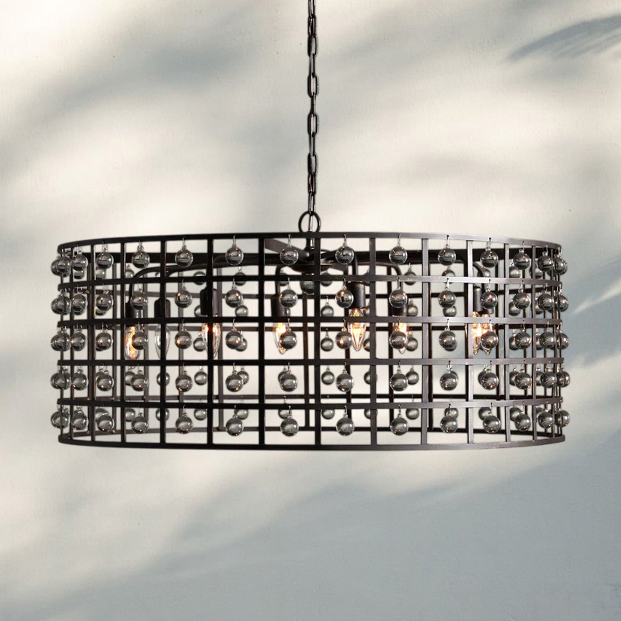 La Caged Round Chandelier 6/8/12 Light - 12 - LightBronzeJoyfuzzy