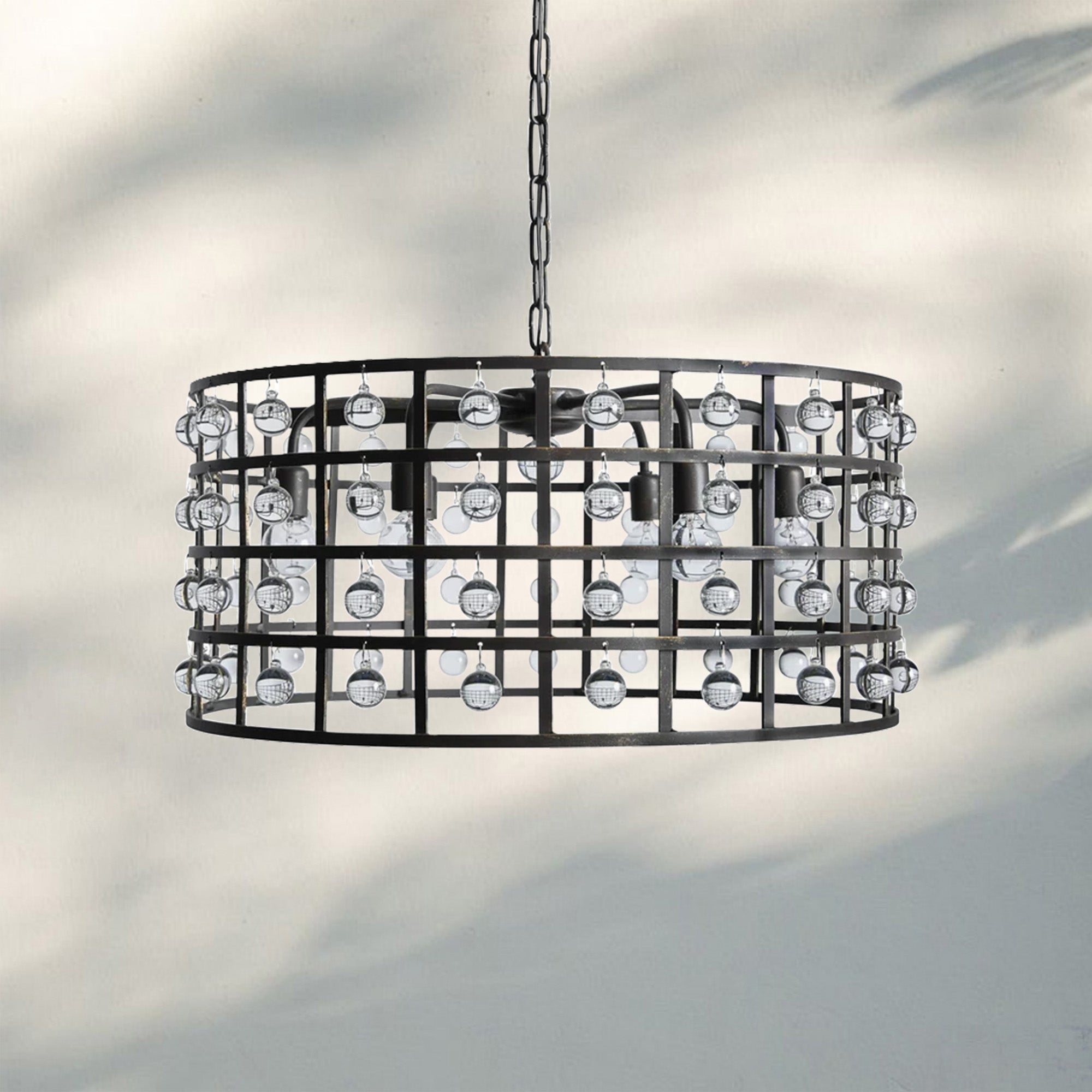 La Caged Round Chandelier 6/8/12 Light - 12 - LightBronzeJoyfuzzy