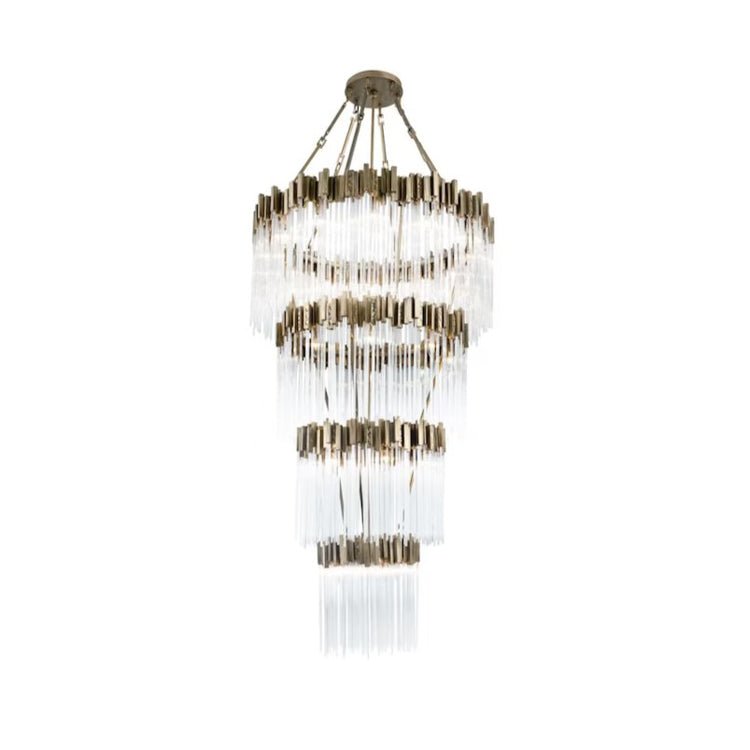 Large Elegant Multi - layers Glam Glass Chandelier for High - ceiling Staircase/Entryway/Living/meeting Room - 3 Layers/D30"*H79"/57.3kgGoldWarm LightJoyfuzzy