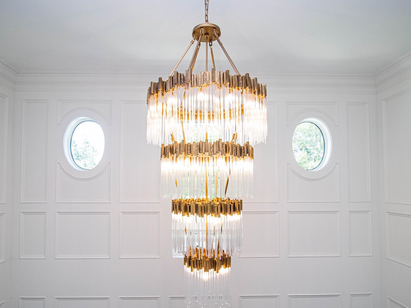 Large Elegant Multi - layers Glam Glass Chandelier for High - ceiling Staircase/Entryway/Living/meeting Room - 4 Layers/D40"*H95"GoldWarm LightJoyfuzzy