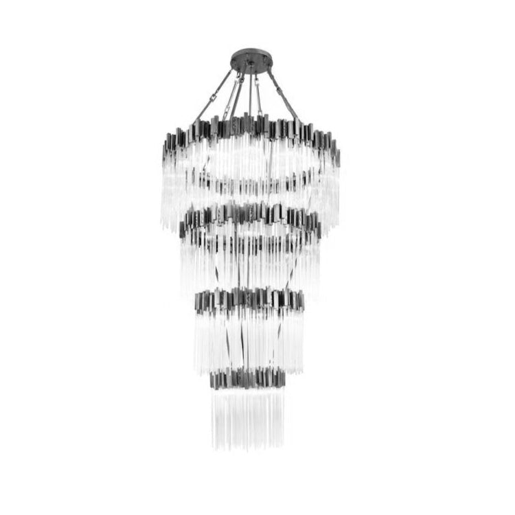 Large Elegant Multi - layers Glam Glass Chandelier for High - ceiling Staircase/Entryway/Living/meeting Room - 3 Layers/D30"*H79"/57.3kgGoldWarm LightJoyfuzzy