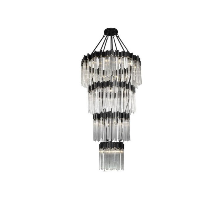 Large Elegant Multi - layers Glam Glass Chandelier for High - ceiling Staircase/Entryway/Living/meeting Room - 3 Layers/D30"*H79"/57.3kgGoldWarm LightJoyfuzzy