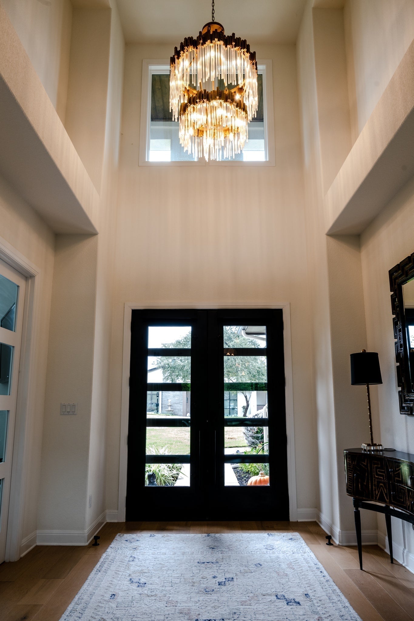 Large Elegant Multi - layers Glam Glass Chandelier for High - ceiling Staircase/Entryway/Living/meeting Room - 1 Layer/D30"*H44"GoldWarm LightJoyfuzzy