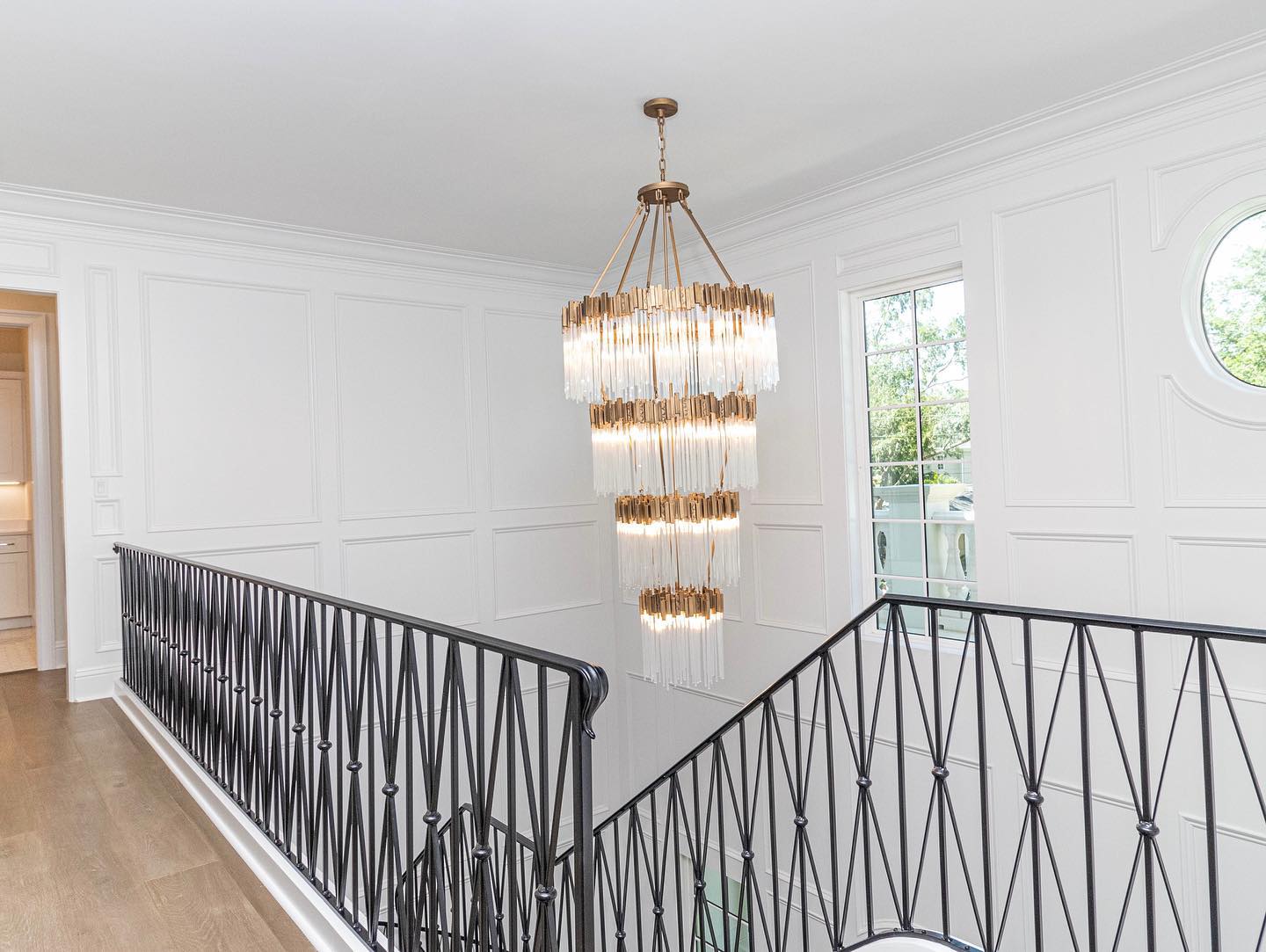 Large Elegant Multi - layers Glam Glass Chandelier for High - ceiling Staircase/Entryway/Living/meeting Room - 4 Layers/D40"*H95"GoldWarm LightJoyfuzzy