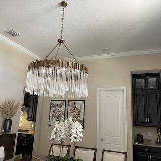 Large Elegant Multi - layers Glam Glass Chandelier for High - ceiling Staircase/Entryway/Living/meeting Room - 1 Layer/D30"*H44"GoldWarm LightJoyfuzzy