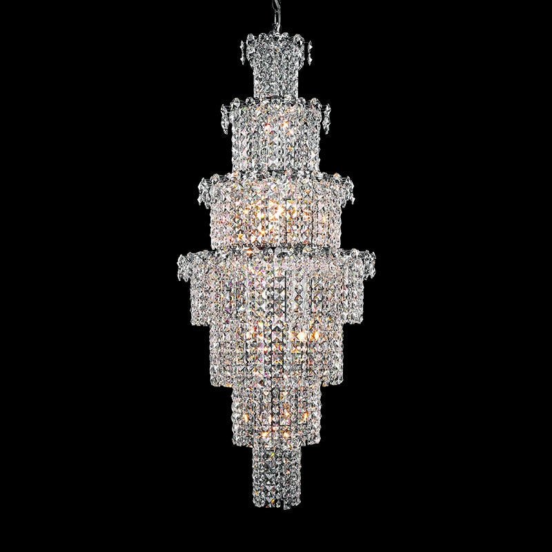 Large Multi - pieces Crystal Chandelier Stylish Ceiling Light Fixture For Foyer Living Room Staircase - D23.6"*H70.9"Warm LightJoyfuzzy