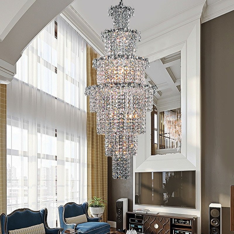 Large Multi - pieces Crystal Chandelier Stylish Ceiling Light Fixture For Foyer Living Room Staircase - D23.6"*H70.9"Warm LightJoyfuzzy
