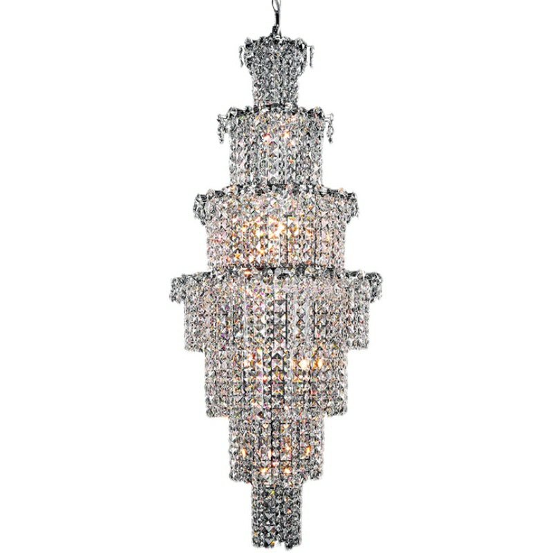 Large Multi - pieces Crystal Chandelier Stylish Ceiling Light Fixture For Foyer Living Room Staircase - D23.6"*H70.9"Warm LightJoyfuzzy