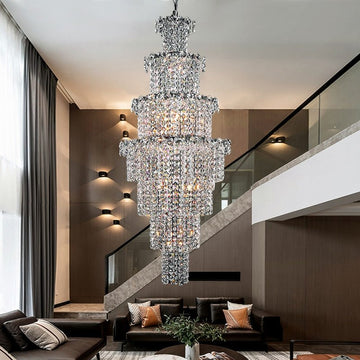 Large Multi - pieces Crystal Chandelier Stylish Ceiling Light Fixture For Foyer Living Room Staircase - D23.6"*H70.9"Warm LightJoyfuzzy