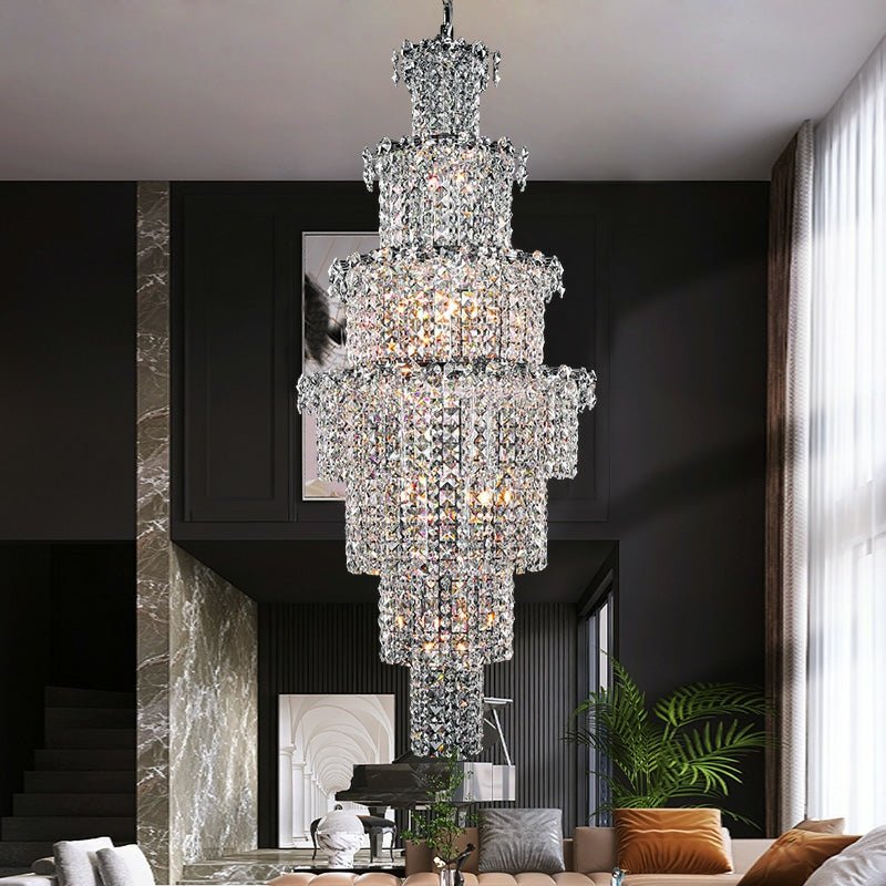 Large Multi - pieces Crystal Chandelier Stylish Ceiling Light Fixture For Foyer Living Room Staircase - D23.6"*H70.9"Warm LightJoyfuzzy