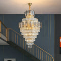 Large Staircase Crystal Chandelier Living Room Ceiling Light Fixture For Hotel Entrance In Gold Finish - D47.2